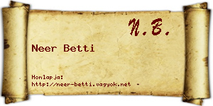 Neer Betti névjegykártya